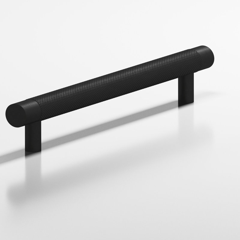 Poignée ronde avec poignées droites, Noir satiné mat, 6"