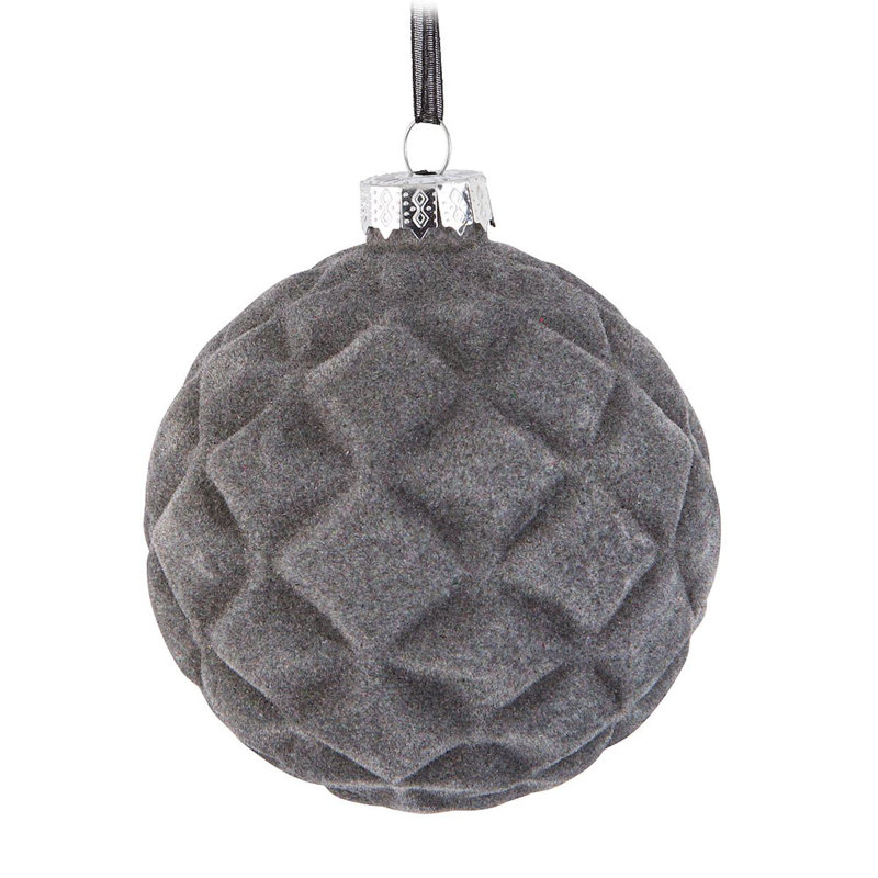 Ornement boule matelassée, Gris
