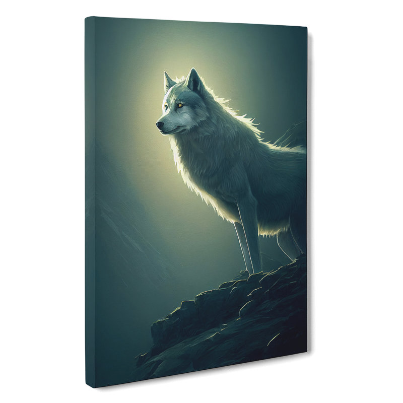 XC1022-5287X Wolf Upon The Rock - Wrapped Canvas Print, 60cm H x 40cm W x 3cm D