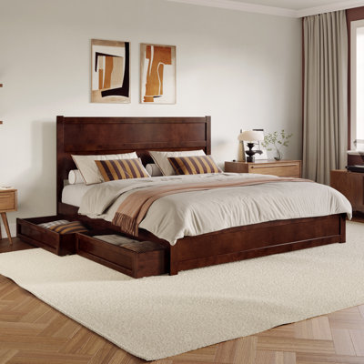 Aveline Wood Platform Bed with Storage Drawers