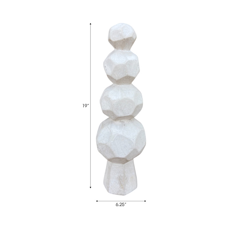 Modern Geometric Sculpture - Pottery And Paper Mache Decorative Art With Stacked Contemporary Design For Sleek Stylish Accent Display