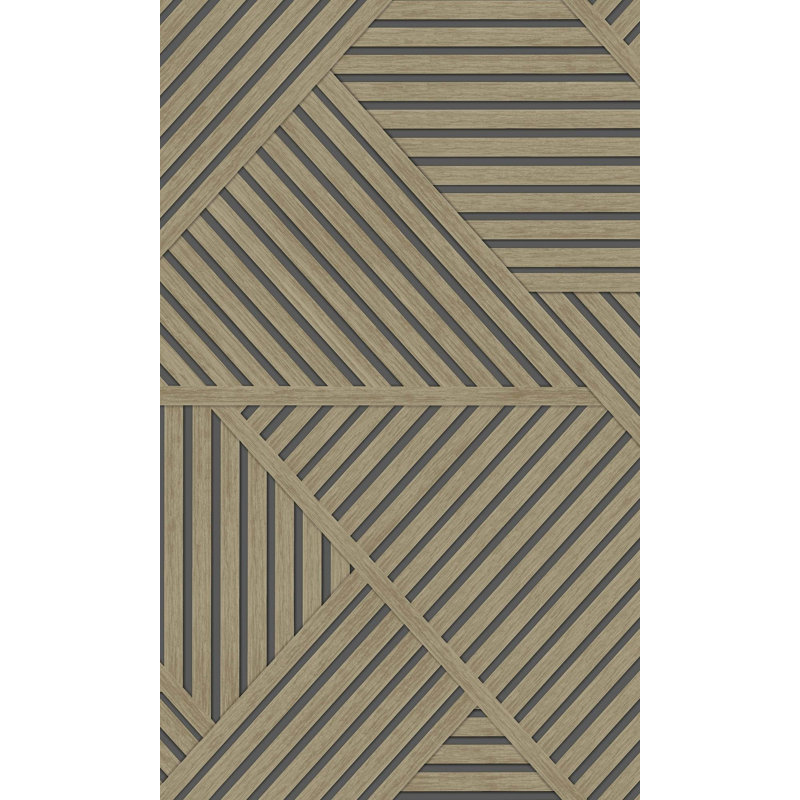 Papier peint à rayures géométriques Sage, Naturel