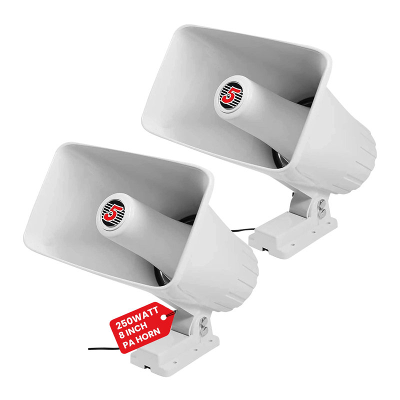 5 haut-parleurs, 8 pouces, klaxon, haut-parleur 250 W, corne de taureau, audio fort, 8 Ohms, utilisation intérieure et extérieure