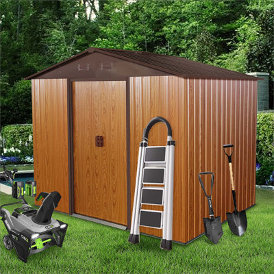 8Ft X 6Ft Outdoor Metal Storage Shed With Floor Base