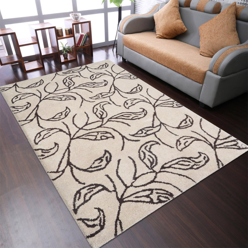 Micaela Hand Tufted Wool Eco-Friendly Area Rugs - Rectangle, Beige & Brown Color | Floral Design | Area rugs for living room, bedroom