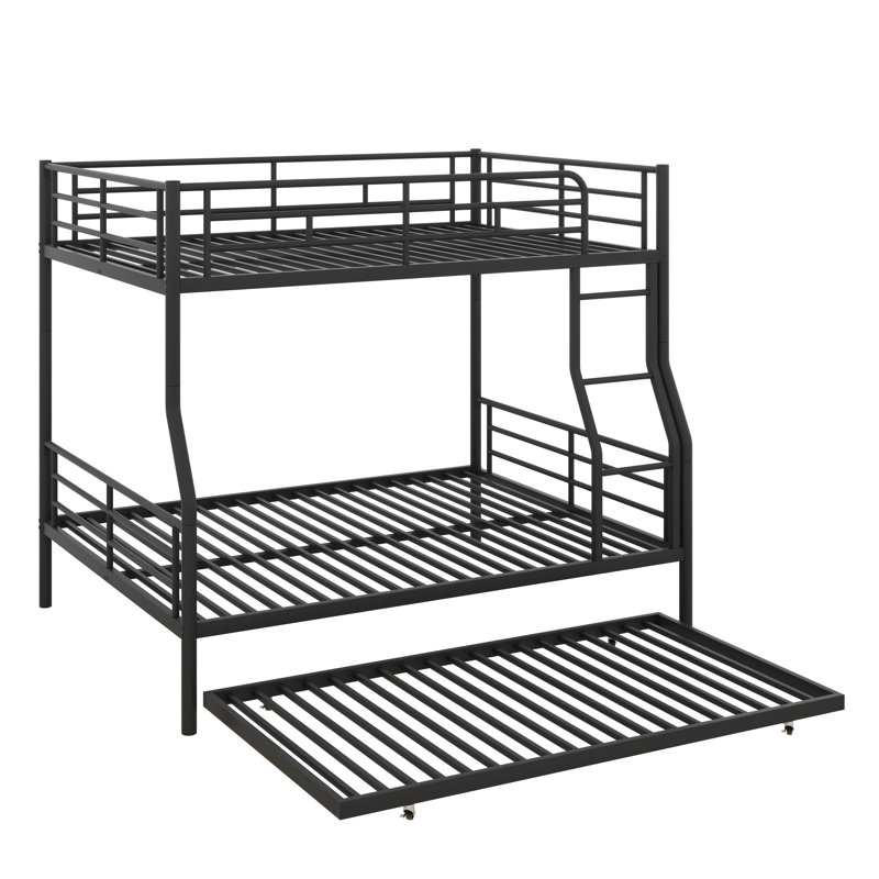 Anastazia Kids Bunk Bed with Trundle, Full XL Over Queen, Black
