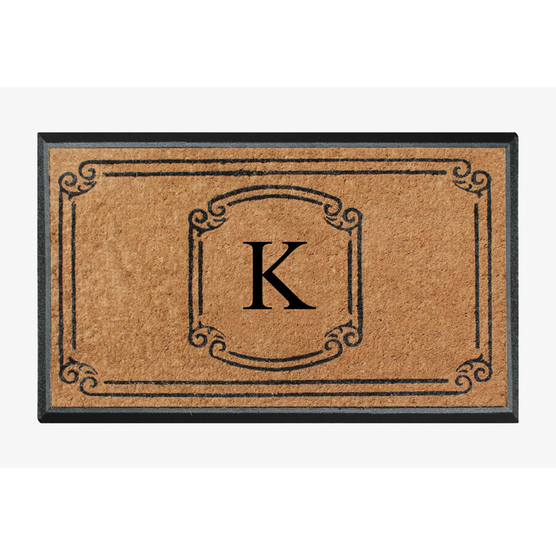 Fabrizia Natural Coir Monogrammed 48" x 30" Non-Slip Outdoor Door Mat, K