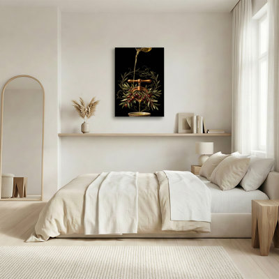 Art sur toile, huile d'olive dorée
