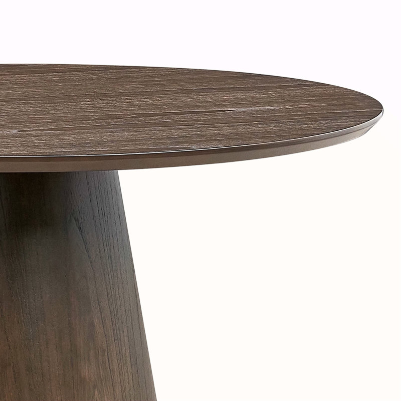 Table de salle à manger en bois et bois aggloméré de 47,24 po de style moderne pour la cuisine, le salon, le café, le bureau de loisirs élégant avec base cylindrique robuste, pour les petits espaces, appartement, noyer