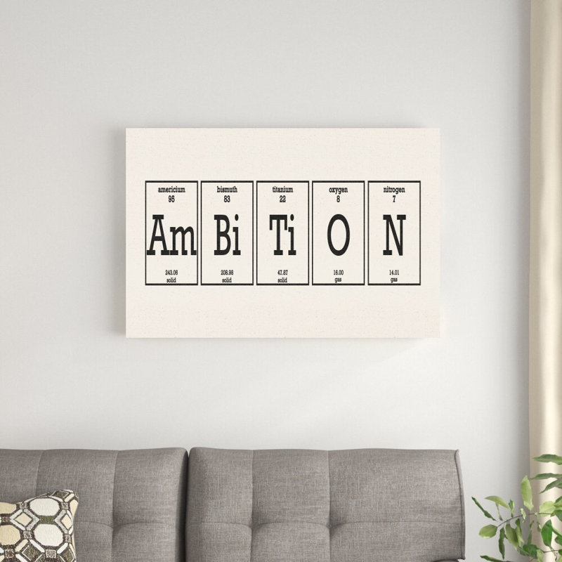 Ambition - reproduction d'art textuel sur toile tendue, H 24 po x l 36 po