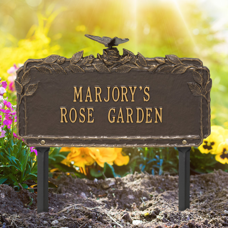 Butterfly Rose Personalized Garden Sign, Bronze/Gold, Yes