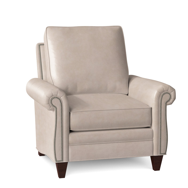 Reddish Armchair, Mahogany, Rio Mineral Genuine Leather, Pewter