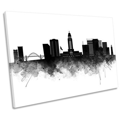 Lincoln USA Abstract City Skyline - Wrapped Canvas Print