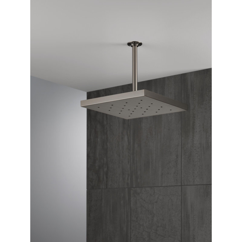 Multi Function Full/Standard Fixed Shower Head with H2Okinetic Technology, Lumicoat Black Stainless