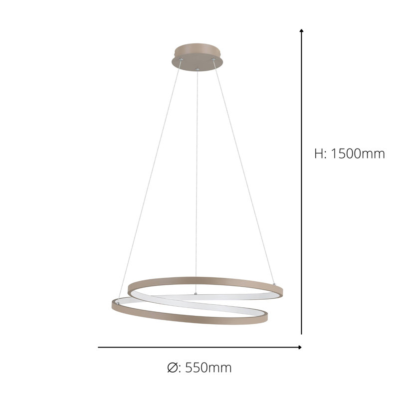 Yokley 1 - Light LED Pendant, Satin Nickel, 150cm H x 55cm W