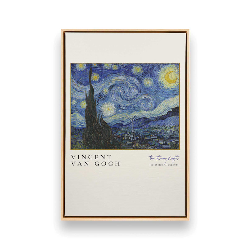 La nuit étoilée de Van Gogh, H 12,75 po x l 8,75 po, Cadre américain en érable flottant