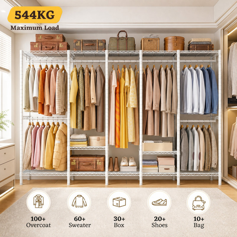 224 cm Adjustable Clothes Rack, White