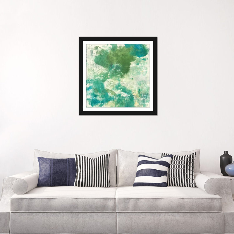 « mossy rock ii », impression sur toile, H 26 po x l 26 po x P 1,5 po, Toile avec cadre noir, Blanc