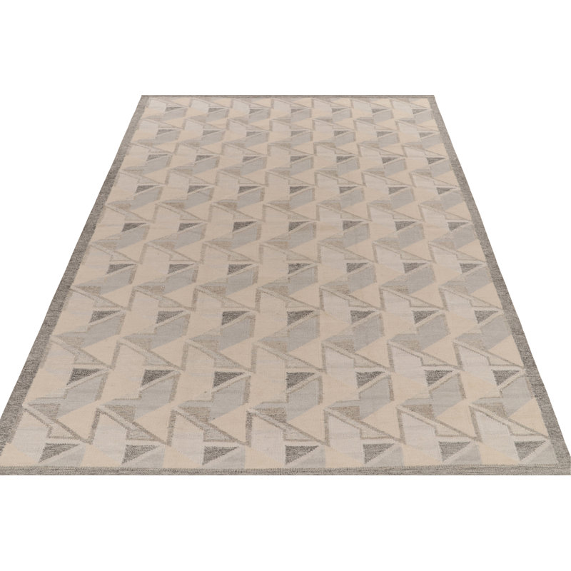Scandinavian Wool Geometric Area Rug, Rectangle 5' x 7'