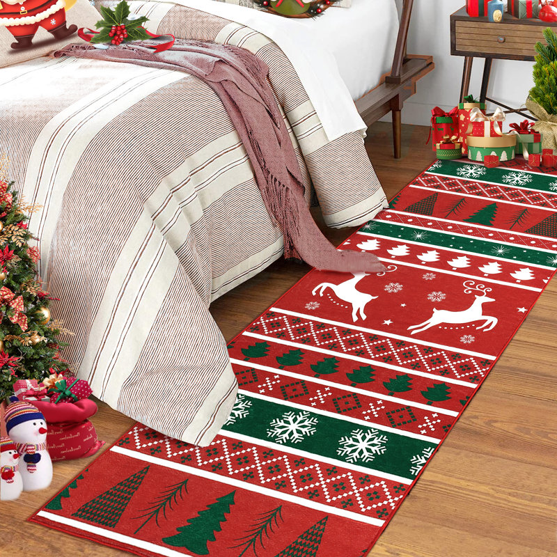 Christmas Decorative Area Rug Washable Modern Rug for Living Room Dining Room, Runner 2' x 10'