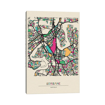 Brisbane, Australia Map by Ayse Deniz Akerman - Print on Canvas