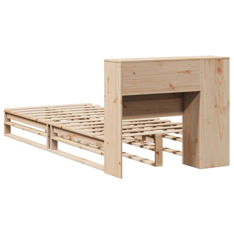 Bookcase Bed Without Mattress Solid Wood, Brown, 96 x 224 cm