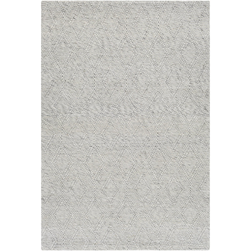 Rectangle Roeline Argyle PET Wool Area Rug in Gray, Rectangle 2' x 3'