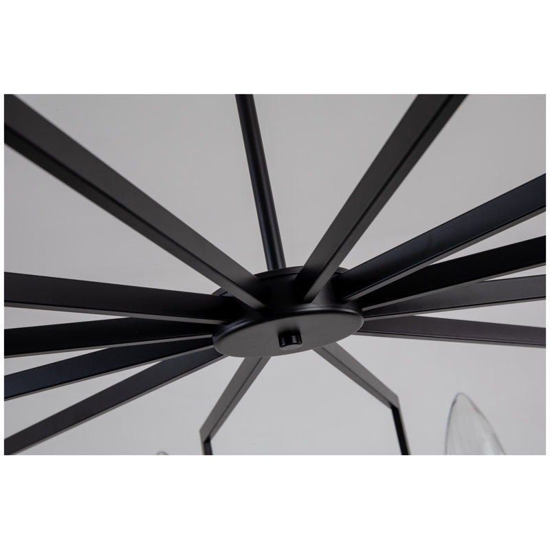 Lustre suspendu 12 lumières à niveaux étagé, luminaire suspendu en métal noir mat pour vestibule et chambre à coucher, design américain