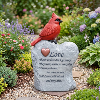 Ornements commémoratifs Red Bird pour les membres de la famille décédés, statues de sculpture d'extérieur de style cardinal, pièces de décoration résistantes aux intempéries pour balcon, cour, pelouse, allée et allée