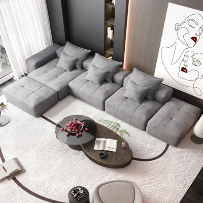 Canapé modulaire surdimensionné avec coussins moelleux et combinaisons multiples