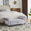 Banc repose-pieds rectangulaire en velours avec rangement et 1 coussin décoratif-1633589148
