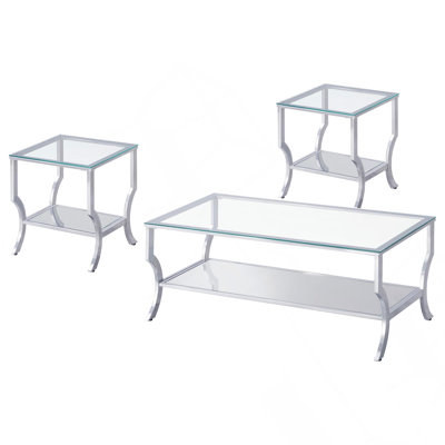Ensemble de 3 tables basses chromées
