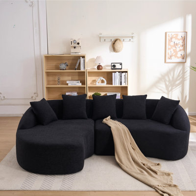 Canapé modulaire en forme de L Boneless avec méridienne incurvée, canapé à compression modulaire, canapé-lit modulaire minimaliste pour le salon
