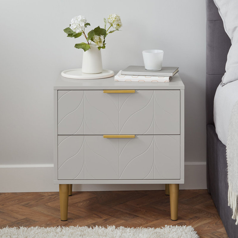 Adams 50cm W Manufactured Wood Bedside Table, Grey, Individual