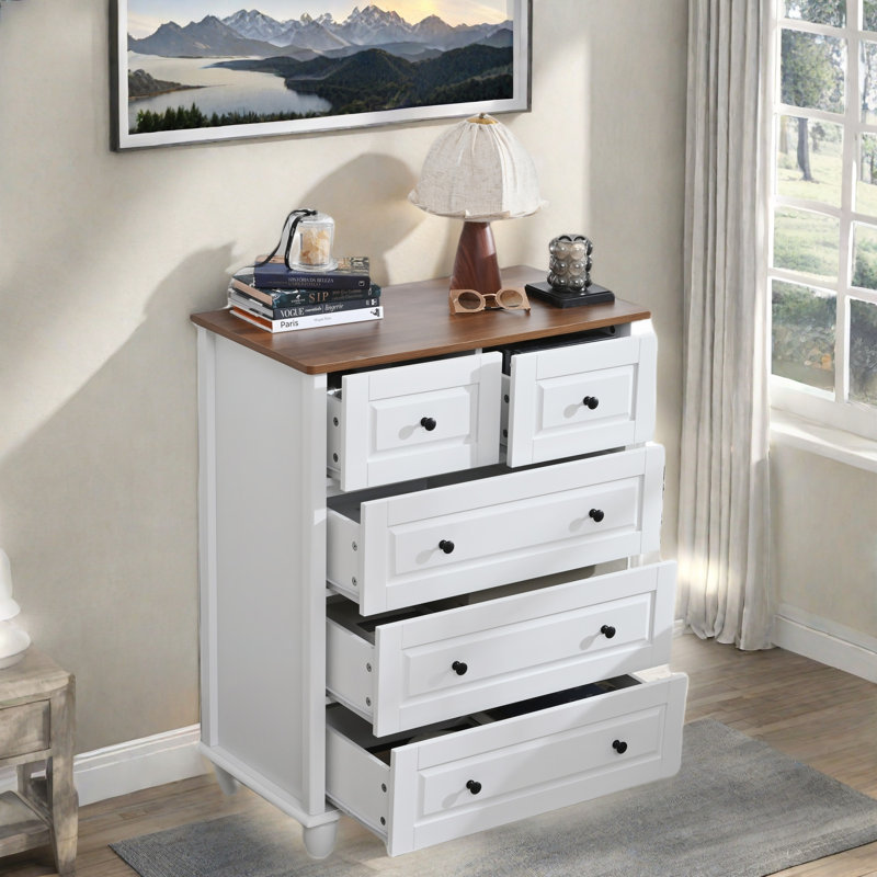 Commode avec 5 tiroirs et poignées en métal