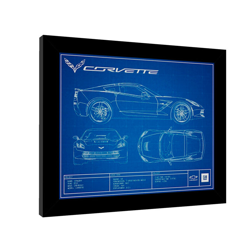 C7 Corvette Blueprint, reproduction d'art sur toile