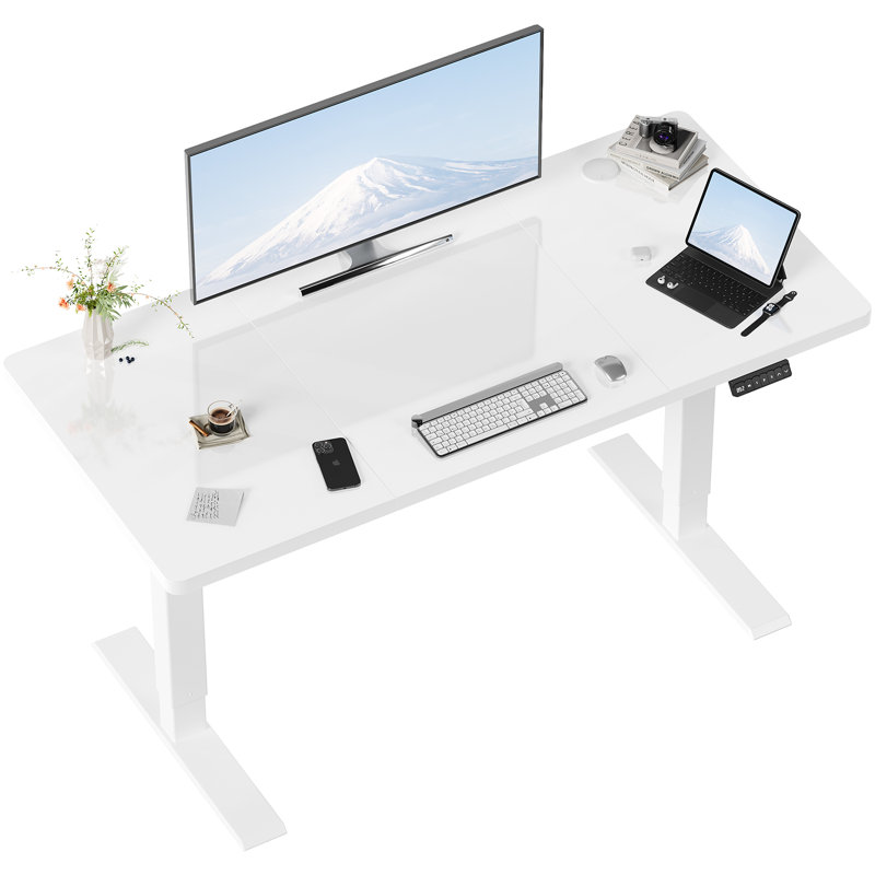 110/130/150 Cm W T-Shaped Standing Desk, White, 110 cm W x 60 cm D, White