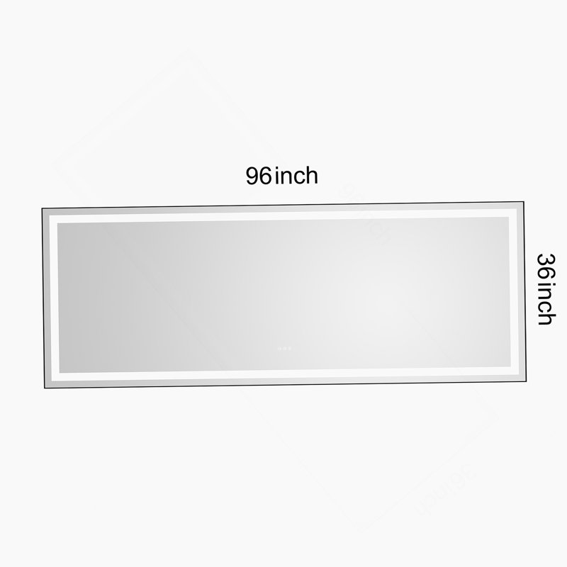 Miroir de salle de bain 96 x 36 pouces à DEL avec cadre en aluminium, miroir de meuble-lavabo mural, anti-buée, mémoire, 3 couleurs, réglable en continu
