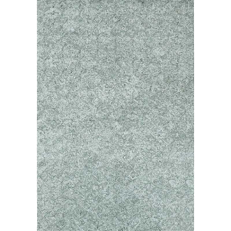 Tapis blanc / vert en laine touffeté à la main Barranco, Rectangle 8 pi 6 po x 12 pi 6 po