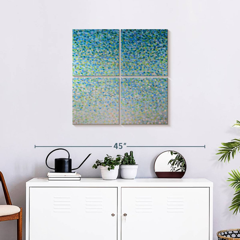 Verre bleu de mer, H 26 po x l 26 po