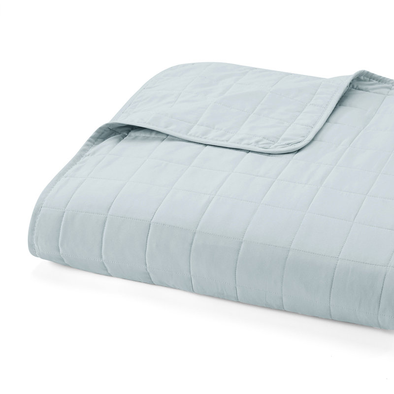 Quilt Coverlet Set All Season Microfiber Contemporary Ultra Soft Bedding in Square Stitch, Blue
