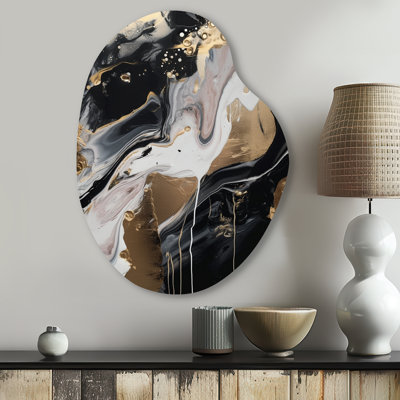Gerin - Abstract Marble Pear Shape Metal Wall Sculpture