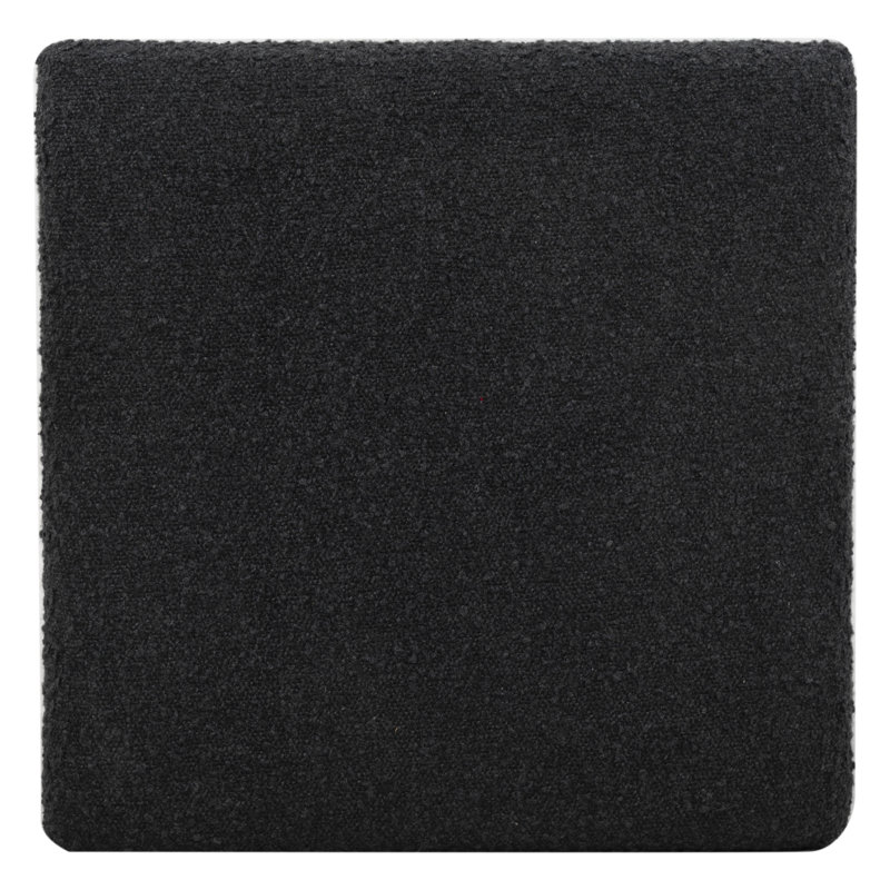 Becka Square Boucle Storage Ottoman, Black Boucle