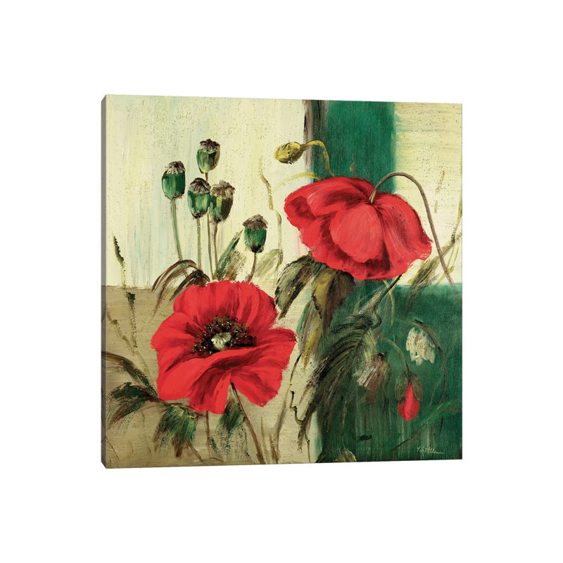 Red Poppies Composition II by Katharina Schöttler - Wrapped Canvas Painting, 30.48 cm H x 30.48 cm W