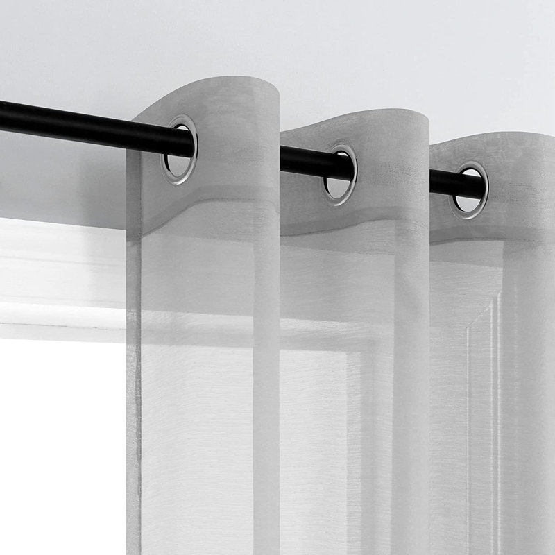 Paire de rideaux transparents avec passe-tringle Jakyriah, gris