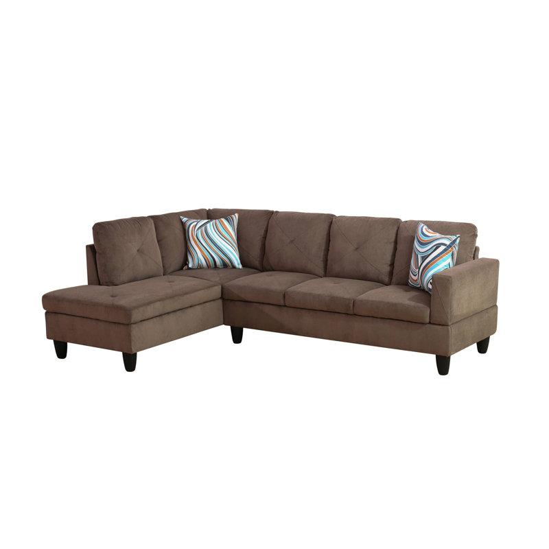 103" Verona Flannel 2-Piece Sectional Sofa Set With Chaise , Left Hand Facing, Brown Microfiber/Microsuede