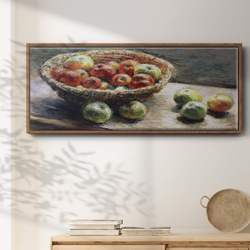 The Plate with Apples, 1880- Framed Canvas, Noyer, H 24 po x l 60 po x P 1,5 po