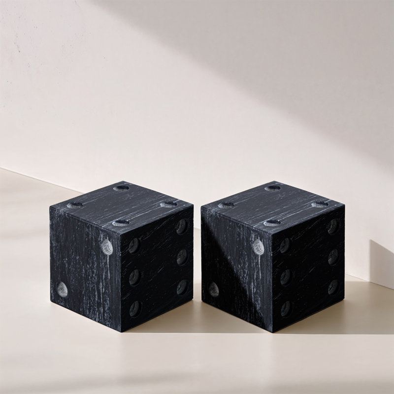 Dice Marble Abstract Figurines & Sculptures, Black