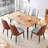 Table And Chair Set. Expandable Rectangle Table - An Artpiece Of Space Transformation.Paired With Brown And Light Gray Spliced Color Dining Chairs.-709076277