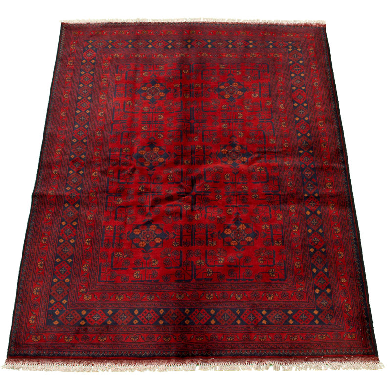 Tapis décoratif en laine noué à la main de conception unique 4 pi 10 po x 6 pi 6 po Derekshan New Age